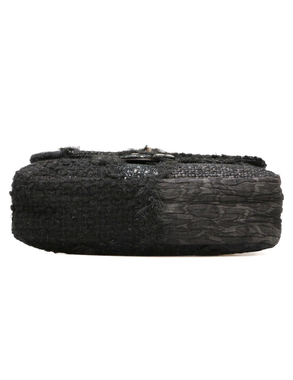 Jumbo CHANEL tweed soie cuir noir