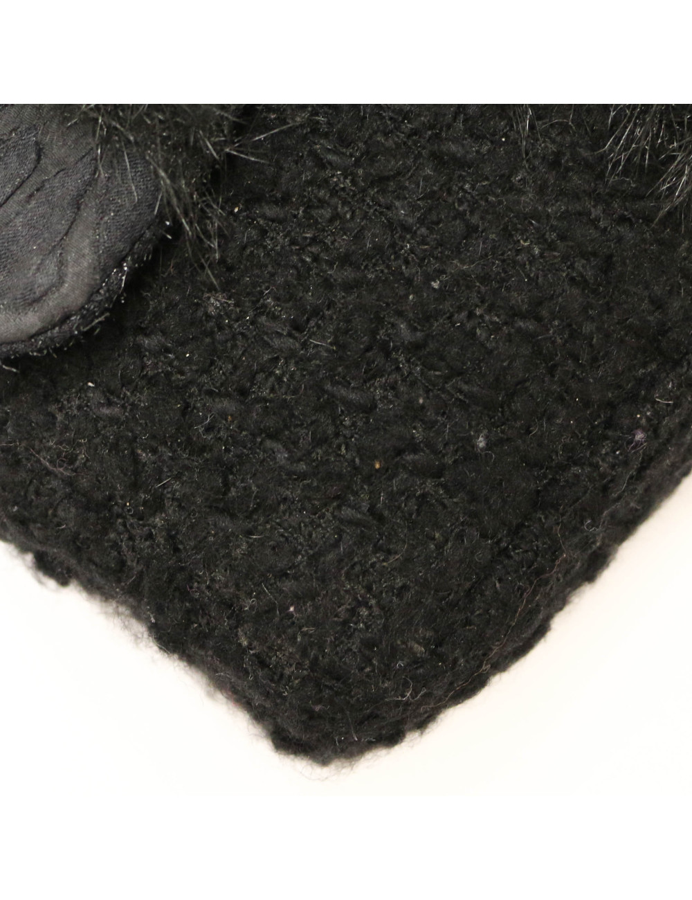 Jumbo CHANEL tweed soie cuir noir