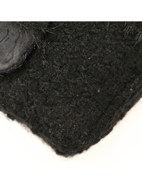 Jumbo CHANEL tweed soie cuir noir