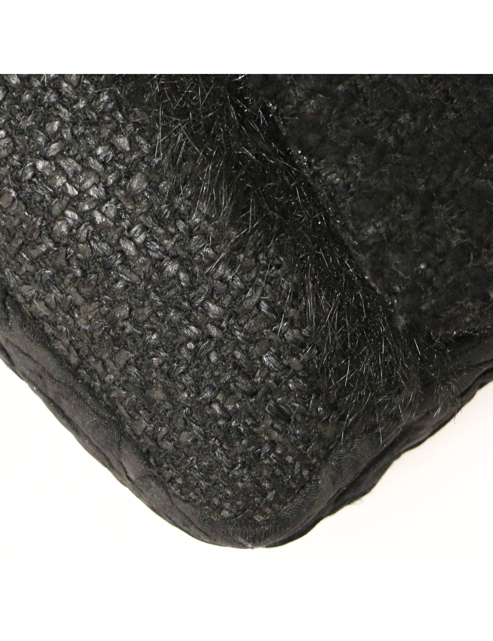 Jumbo CHANEL tweed soie cuir noir