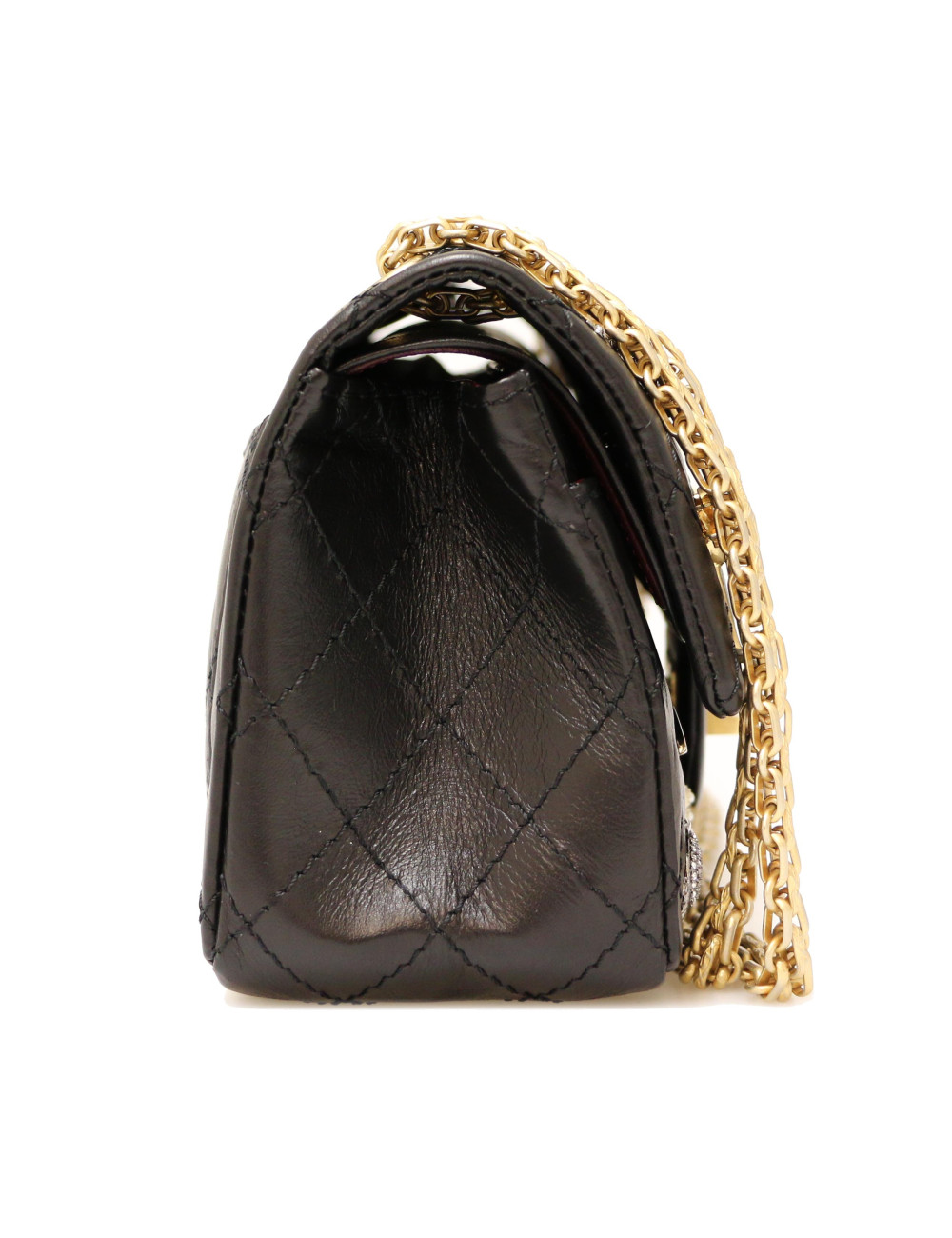 Sac 2.55 CHANEL cuir noir charms