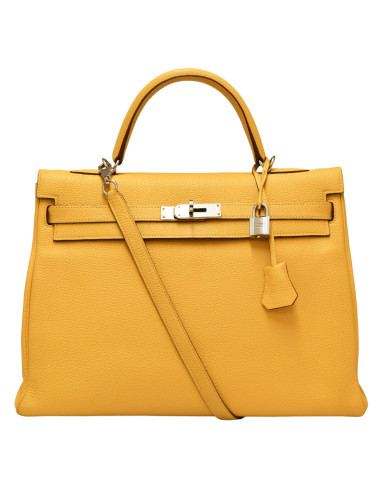 Kelly jaune 35 Hermes cuir