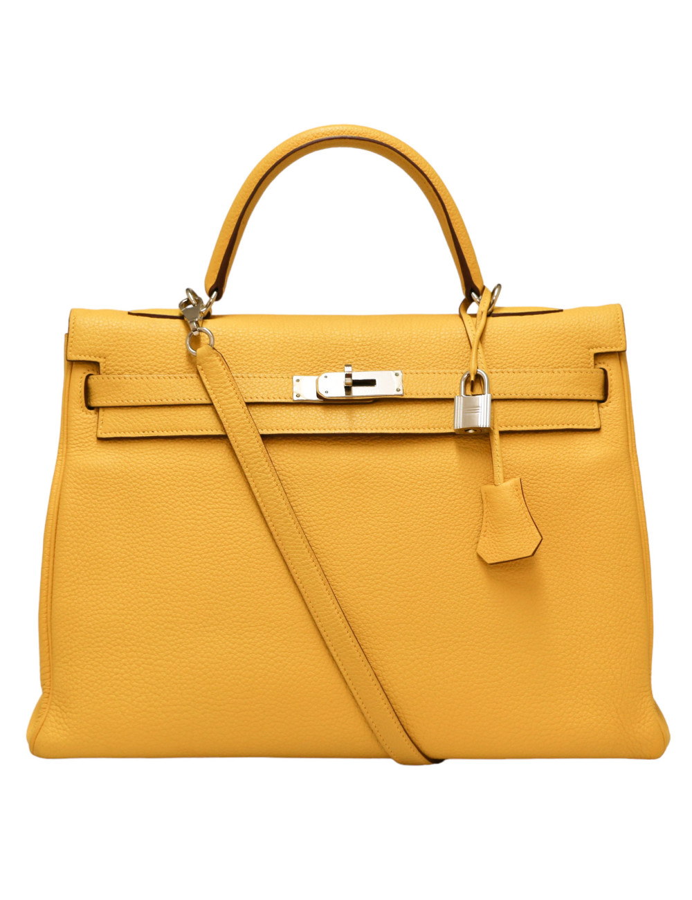 Kelly jaune 35 Hermes cuir
