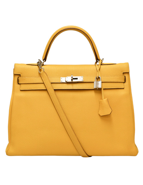 Kelly jaune 35 Hermes cuir