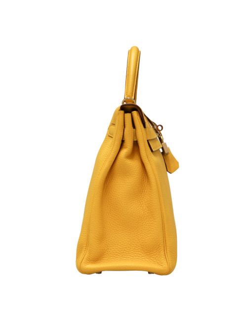 Kelly jaune 35 Hermes cuir