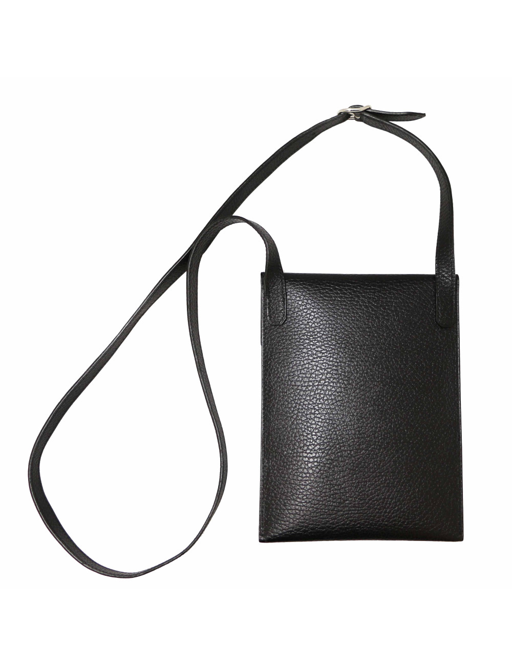 Pochette HERMES cuir grainé noir 