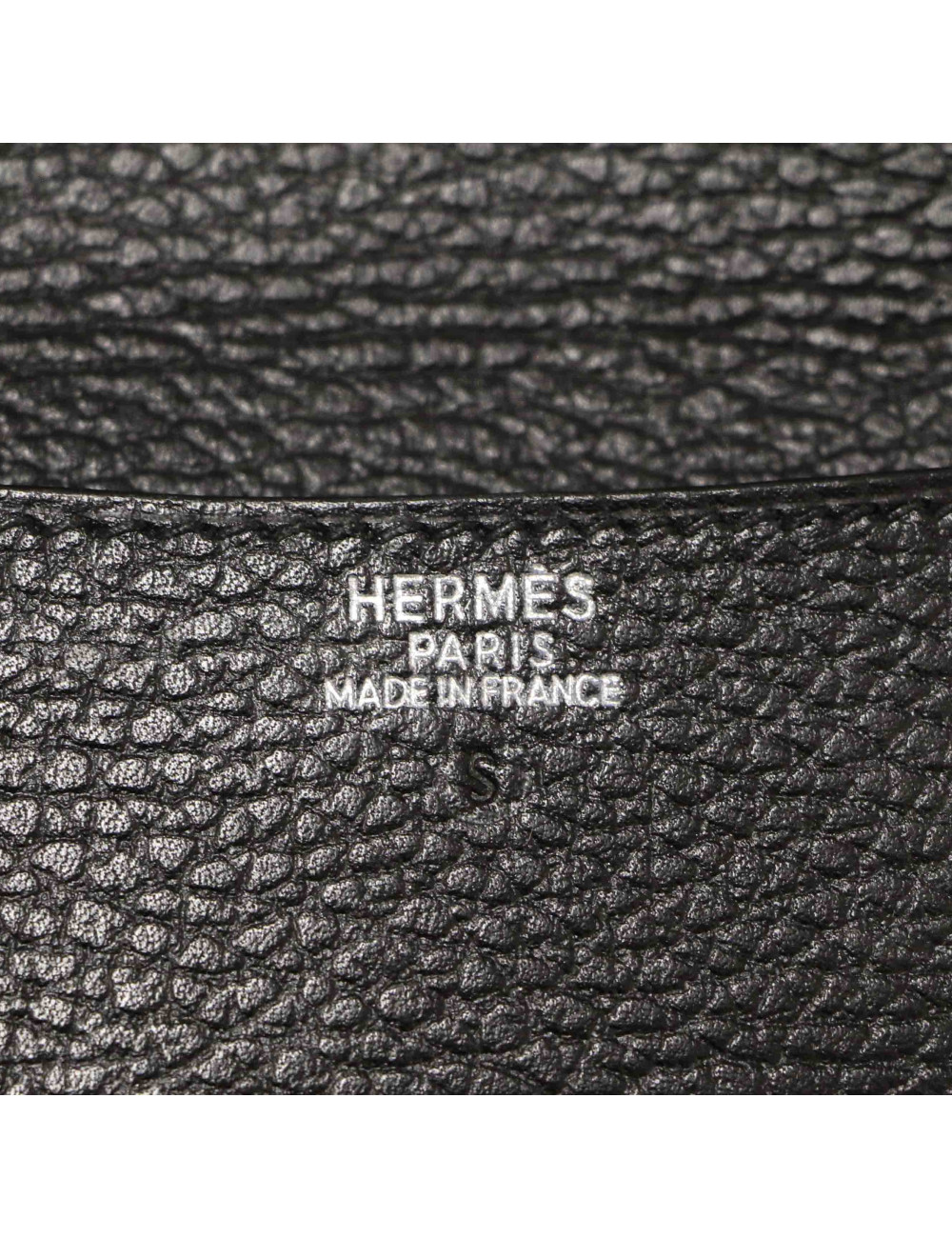 Pochette HERMES cuir grainé noir 