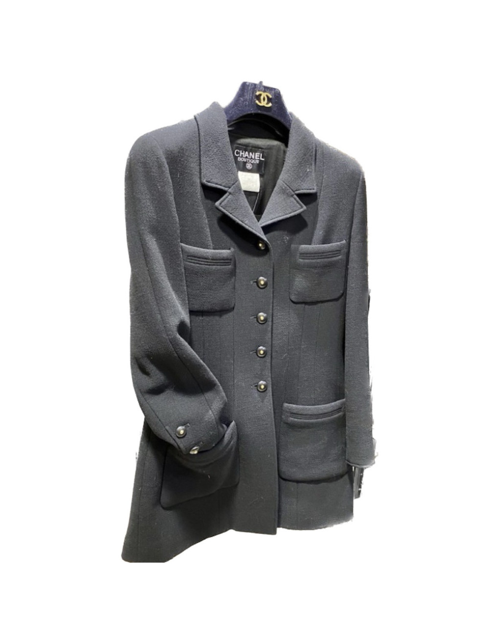 Veste longue T40 CHANEL noire Automne 1995