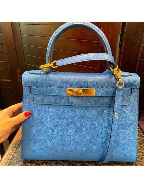Kelly II 28 sellier HERMES bleu