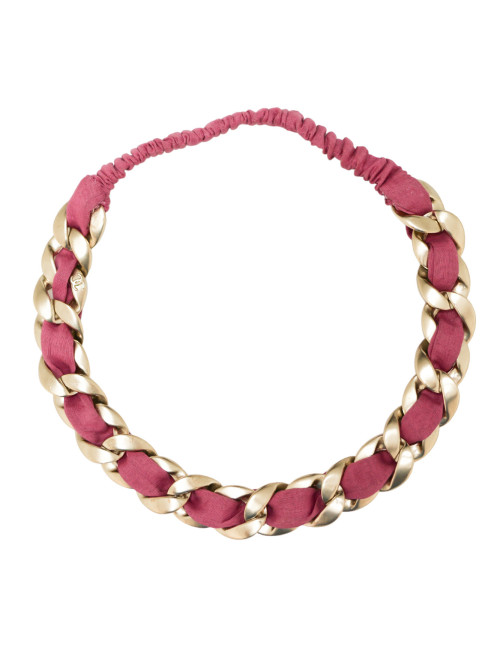 Serre-tête CHANEL chaine entrelacée tissu fuschia