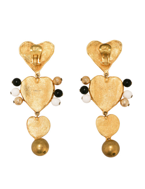 CHRISTIAN LACROIX 3 gilded hearts clip-on earrings