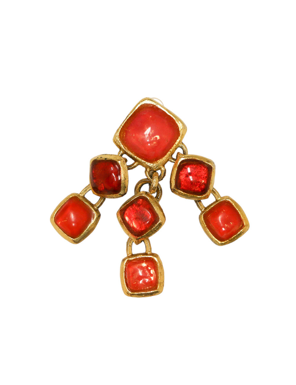 Clips pendants L'OR DU SOIR  résine rouge 