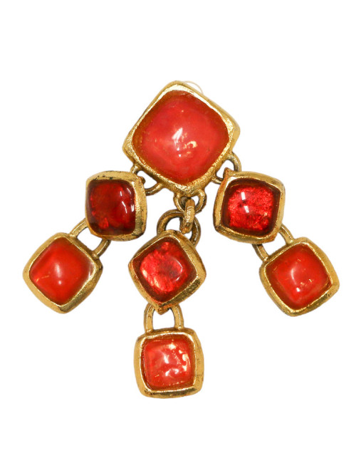 Clips pendants L'OR DU SOIR  résine rouge 