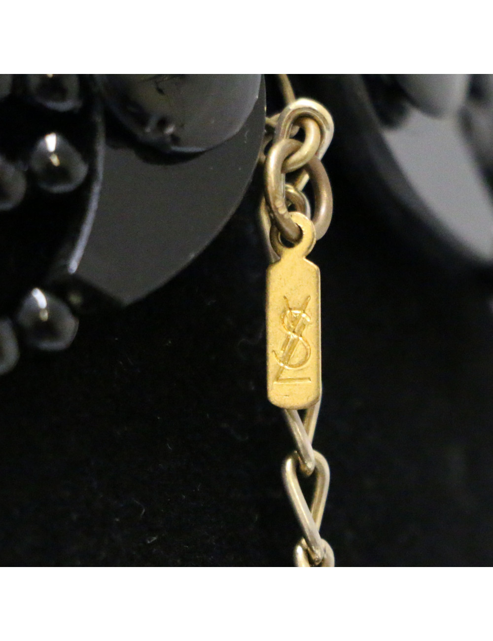 YSL YVES SAINT LAURENT vintage black multi-row choker necklace