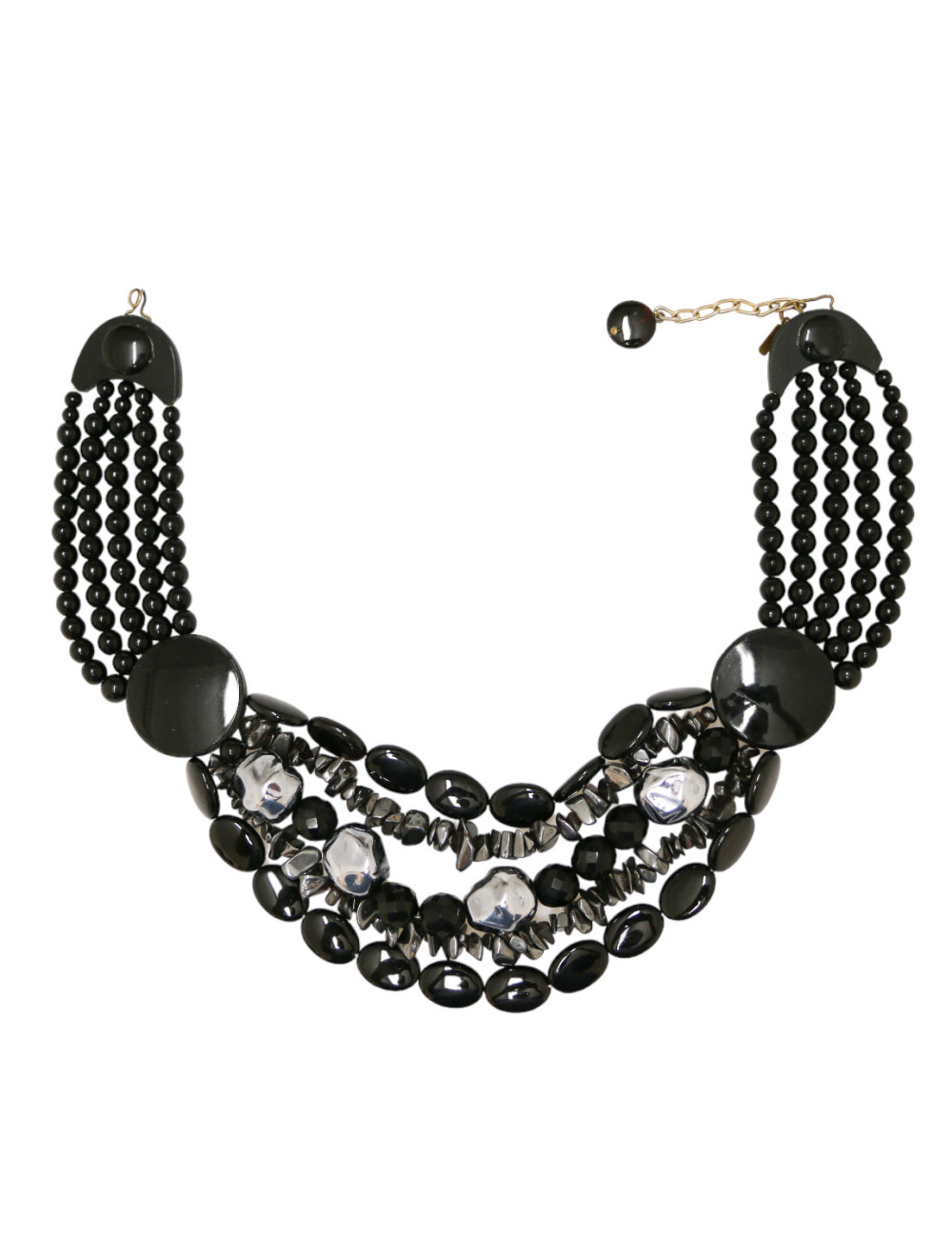 YSL YVES SAINT LAURENT vintage black multi-row choker necklace