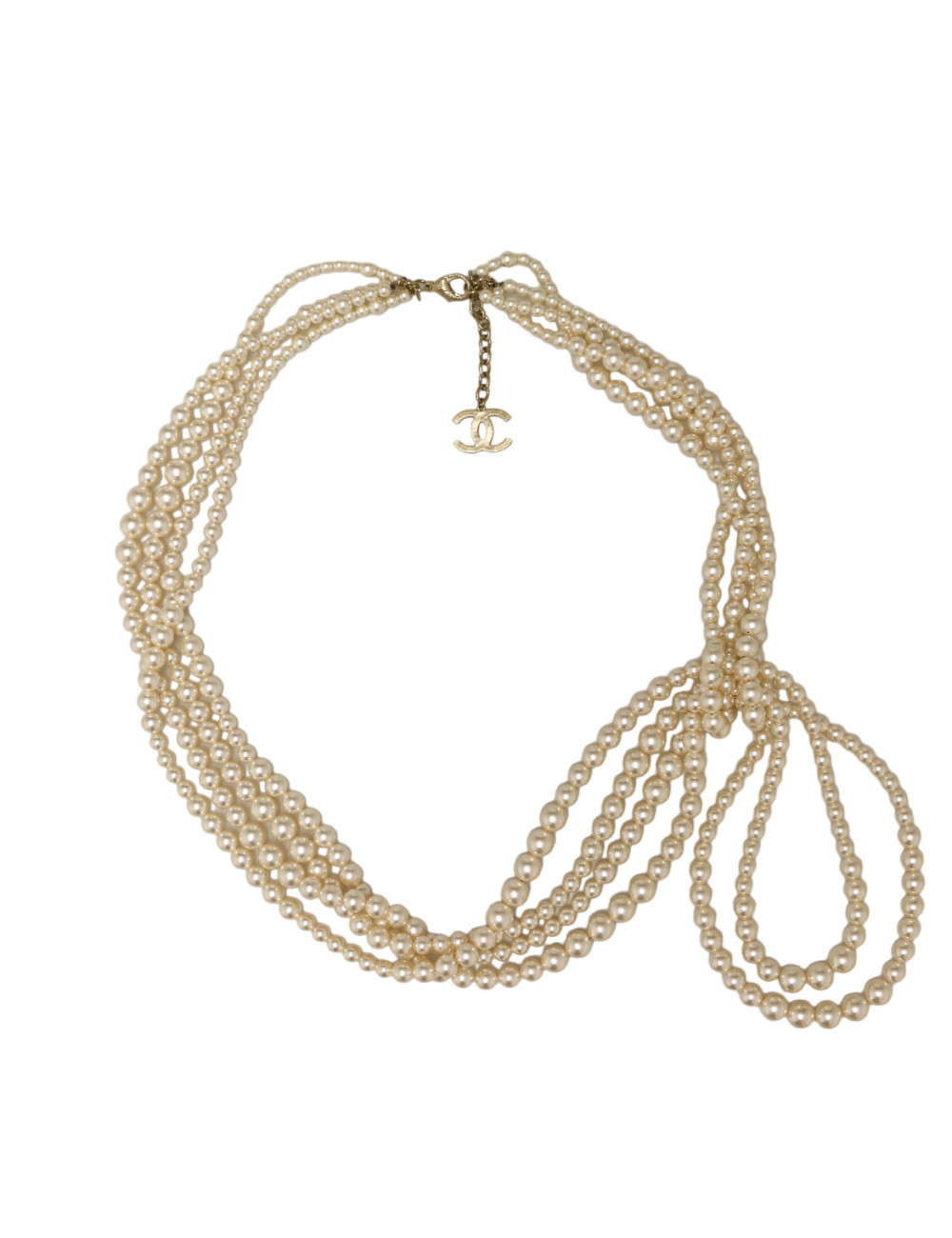 CHANEL multi-rows mother-of-pear beads long necklace