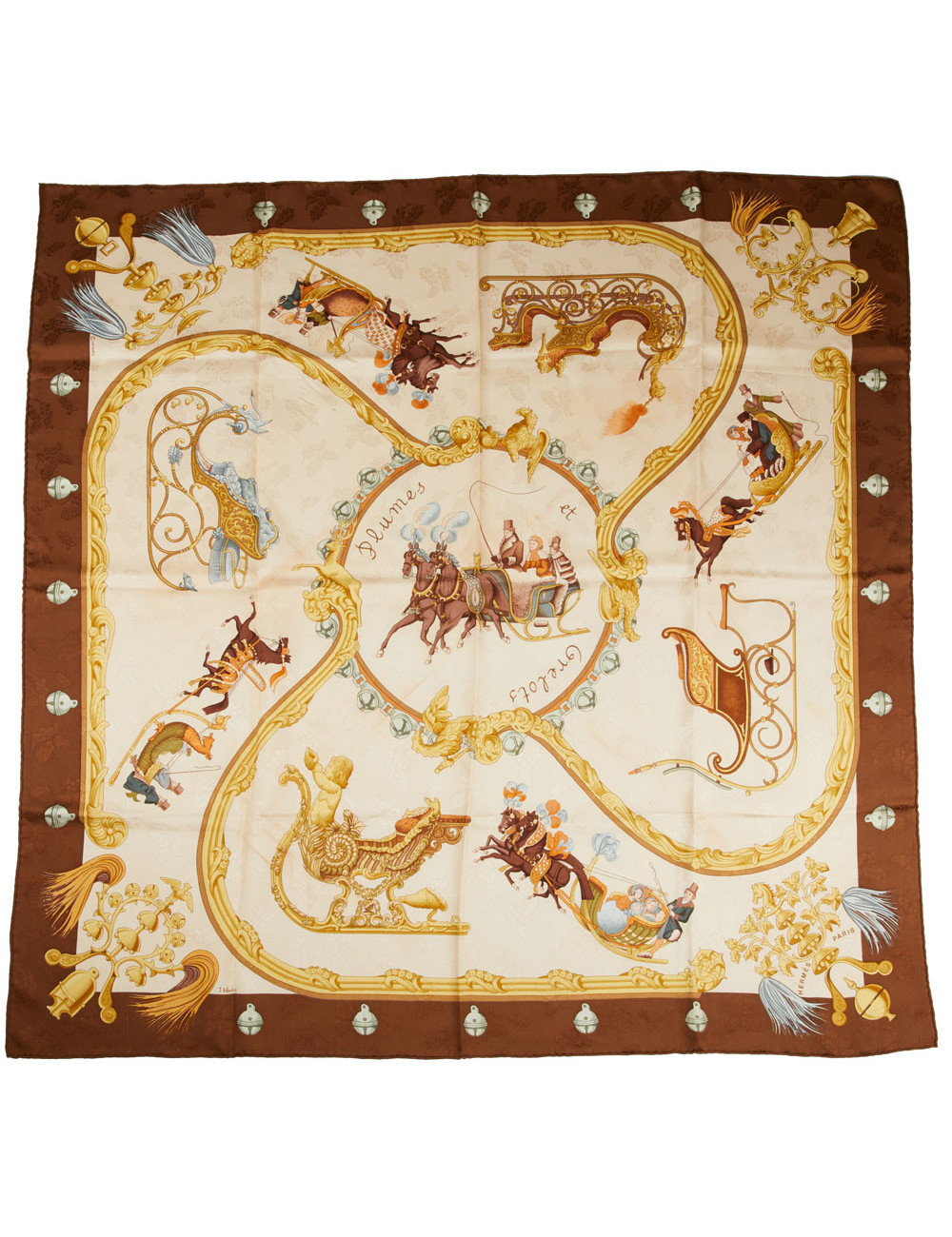 Carré HERMES Plumes et grelots