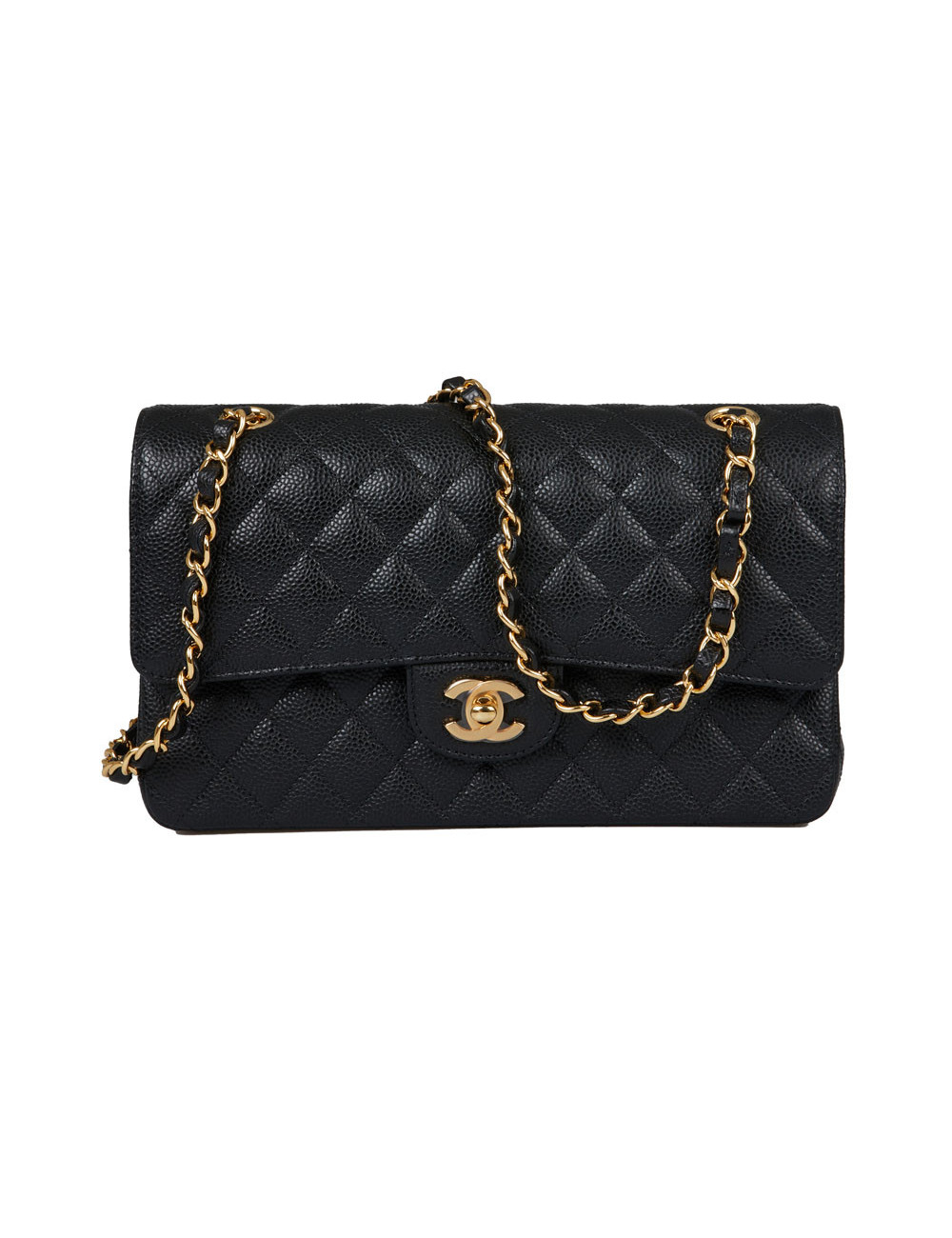 Sac rabat Timleless CHANEL cuir caviar noir