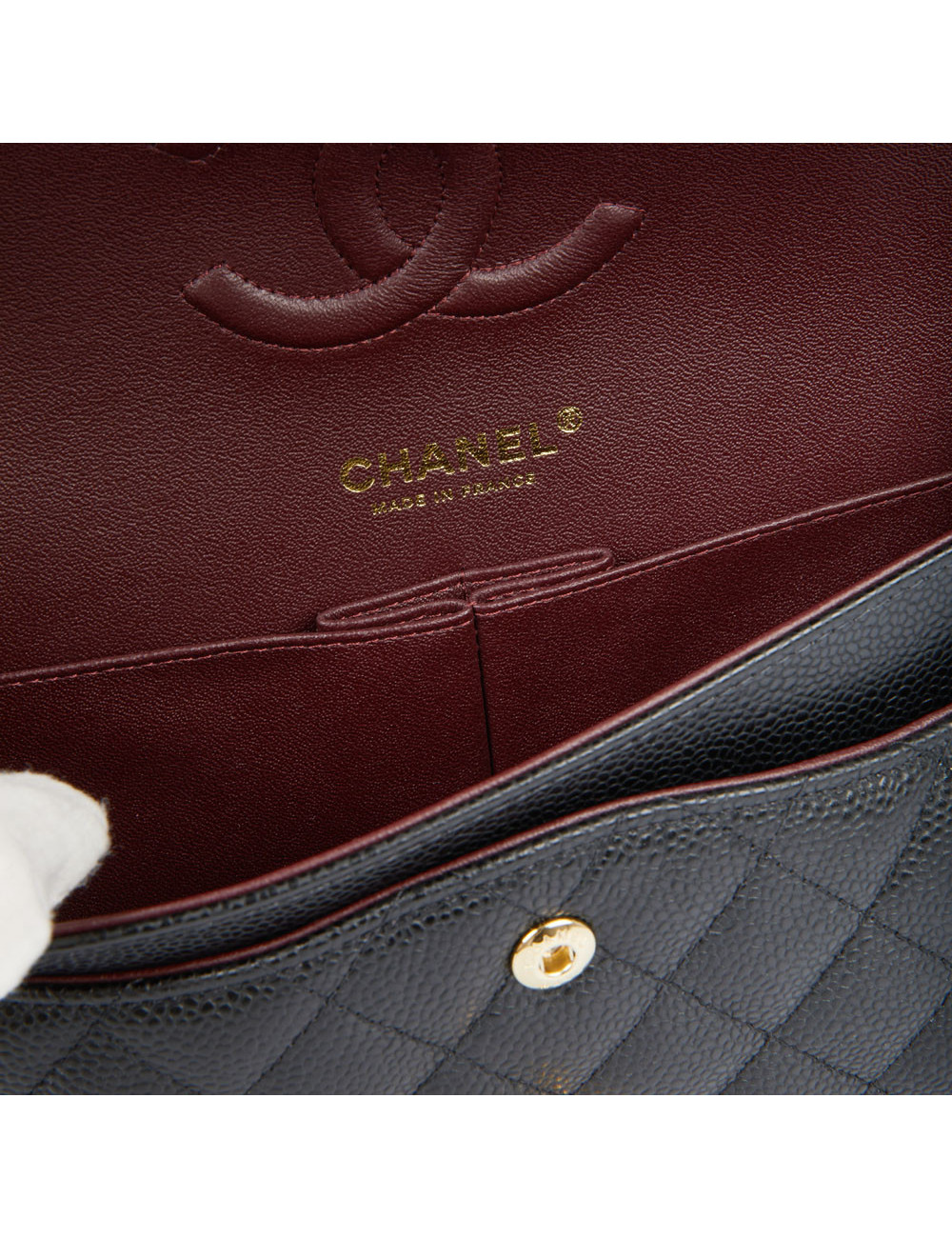 Sac rabat Timleless CHANEL cuir caviar noir