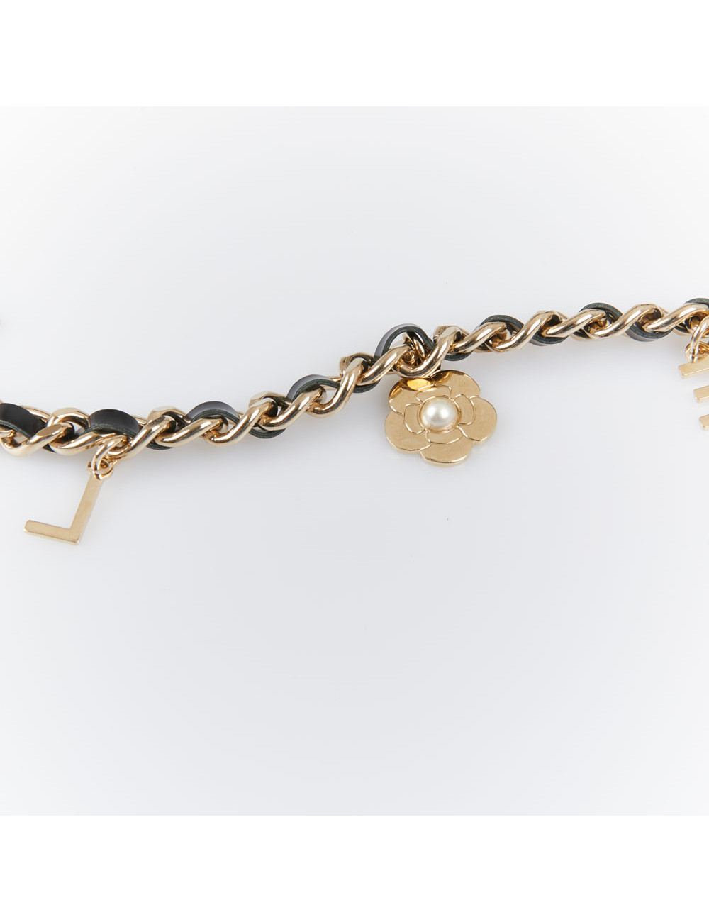 Ceinture CHANEL chaine entrelacée de cuir et charms