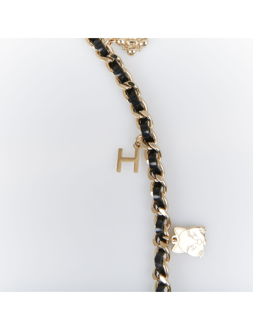 Ceinture CHANEL chaine entrelacée de cuir et charms