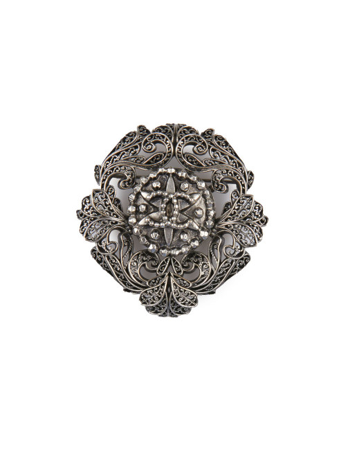 Broche CHANEL filigrane argent vieilli