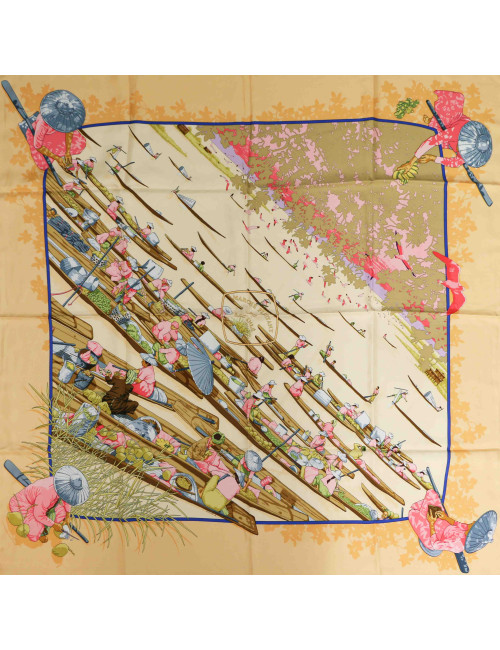 Carré HERMES Marché flottant du lac Inlé