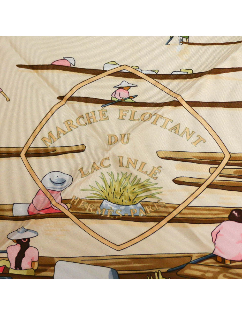 Carré HERMES Marché flottant du lac Inlé