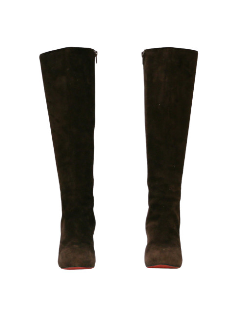 Bottes T38,5 LOUBOUTIN daim marron