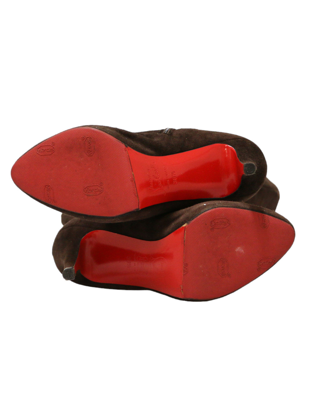 Bottes T38,5 LOUBOUTIN daim marron