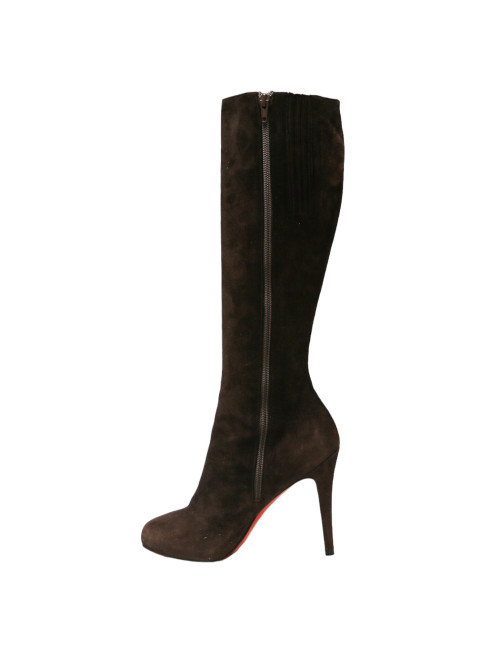 Bottes T38,5 LOUBOUTIN daim marron