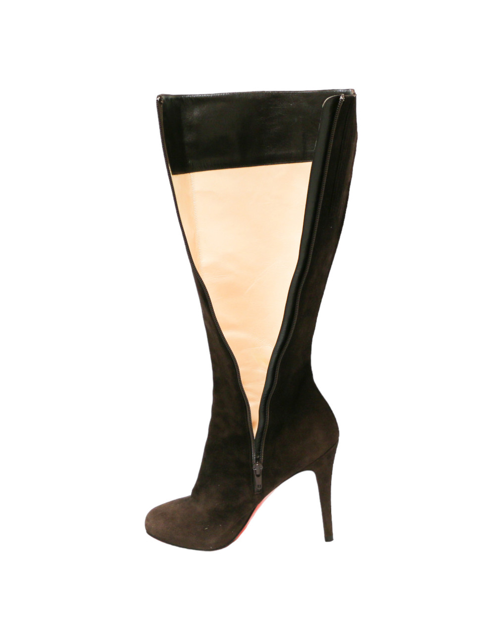 Bottes T38,5 LOUBOUTIN daim marron