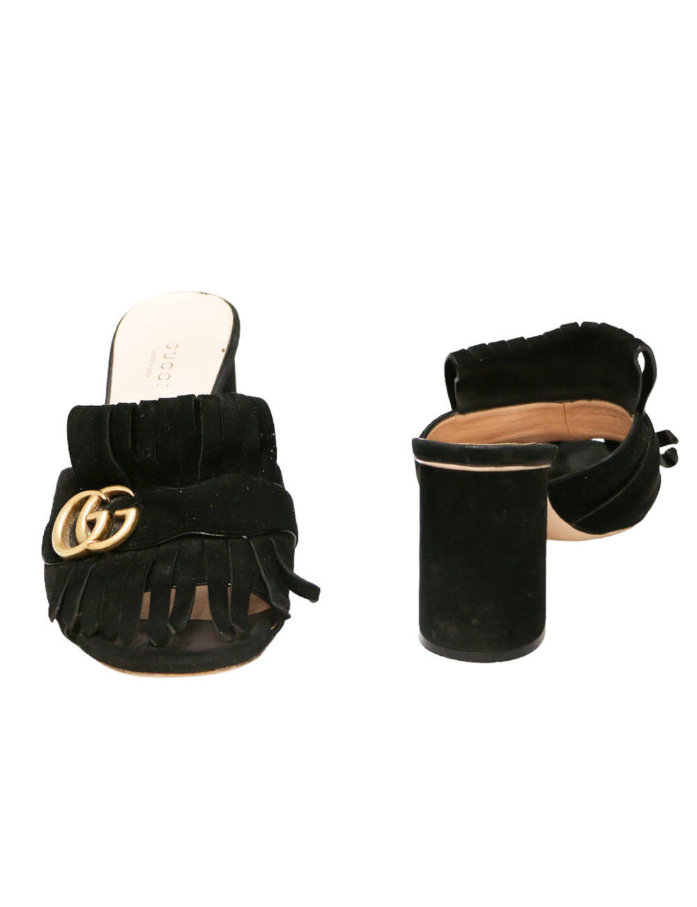 Sandales T39,5 GUCCI daim noir