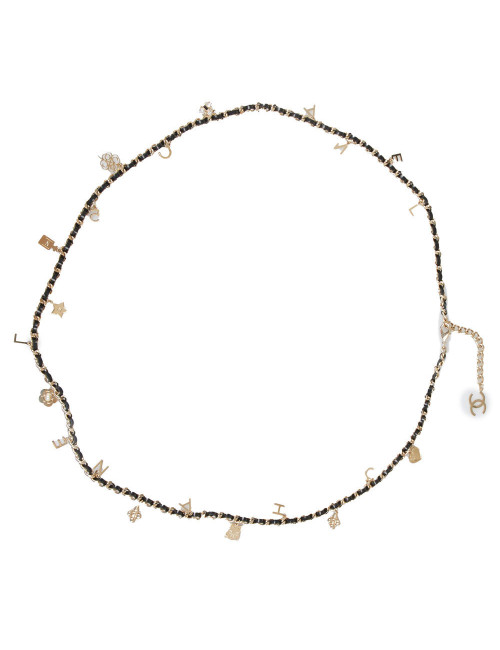 Ceinture CHANEL chaine entrelacée de cuir et charms