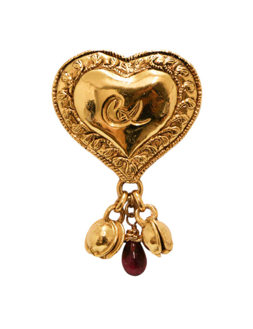 Broche CHRISTIAN LACROIX coeur clochettes