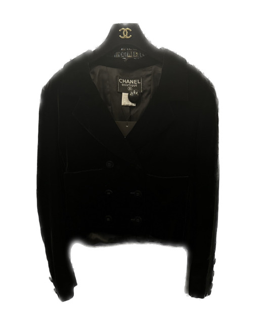 Veste T 40 CHANEL velours de soie noir