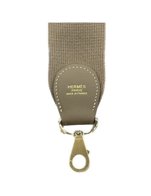 HERMES sports shoulder strap in étoupe Swift leather