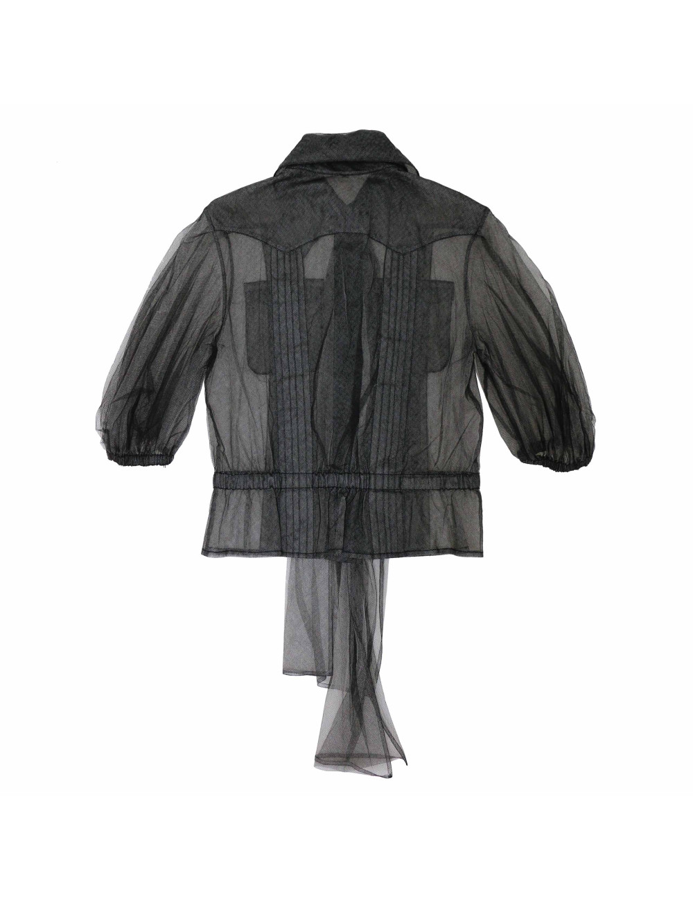 CHANEL T38 veil blouse with floppy tie