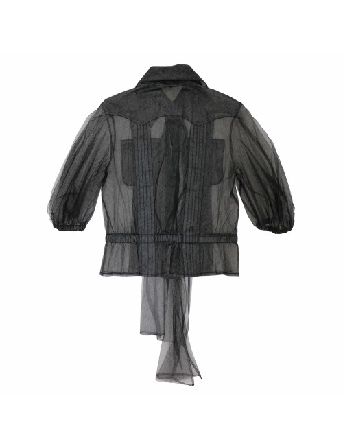 CHANEL T38 veil blouse with floppy tie