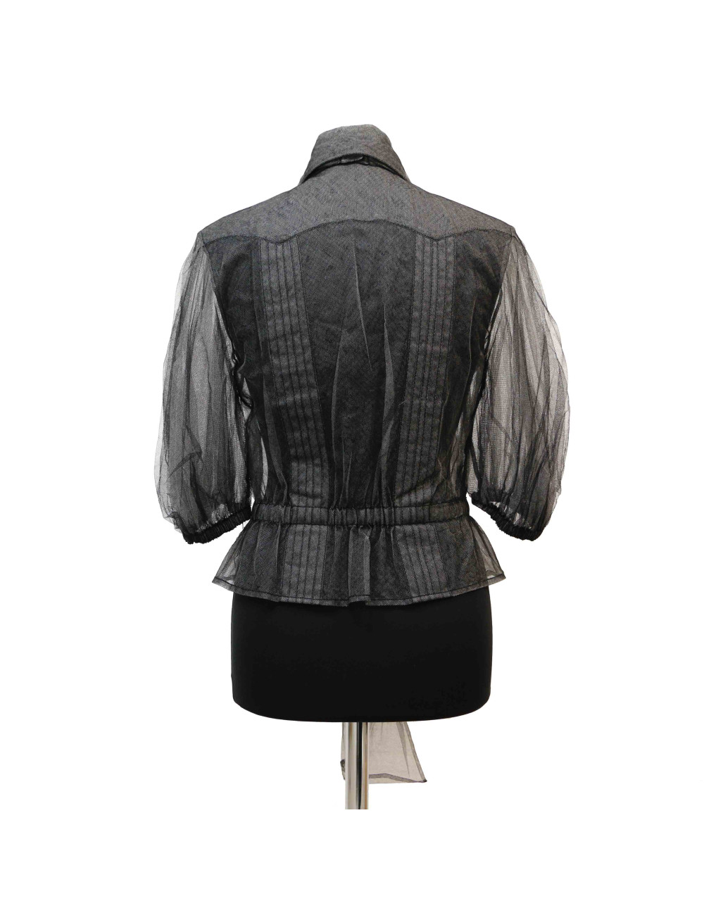 CHANEL T38 veil blouse with floppy tie