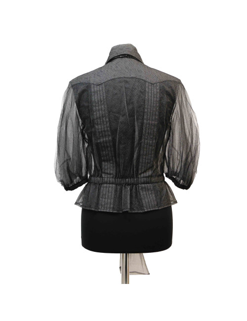 CHANEL T38 veil blouse with floppy tie