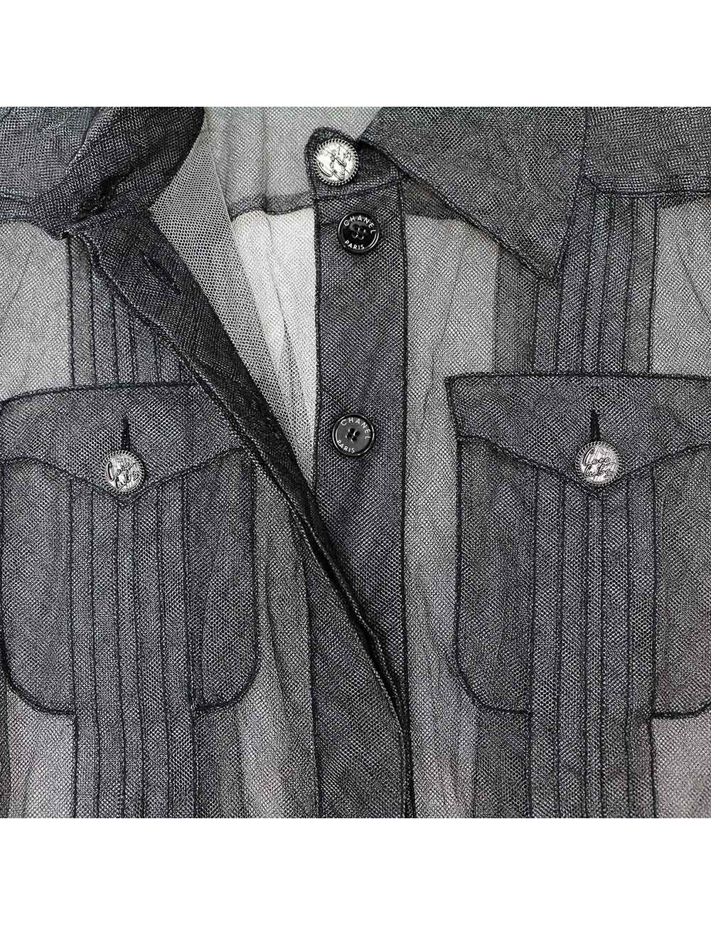 CHANEL T38 veil blouse with floppy tie