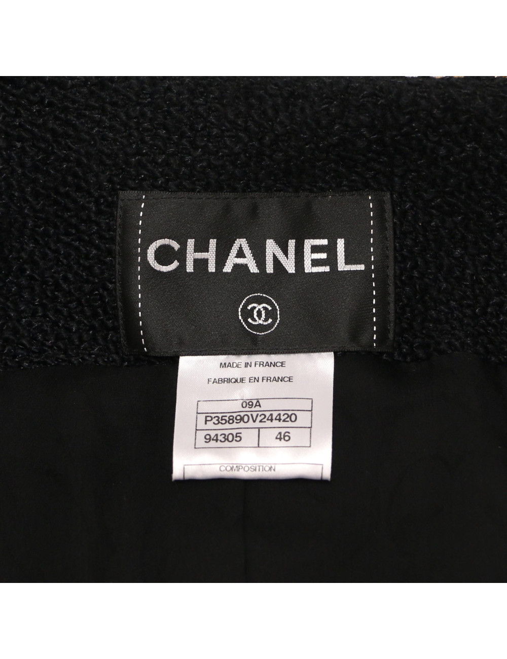 Veste 46 C HANEL tweed noir 