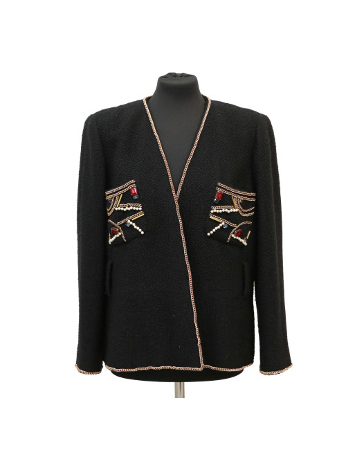 Veste 46 C HANEL tweed noir 