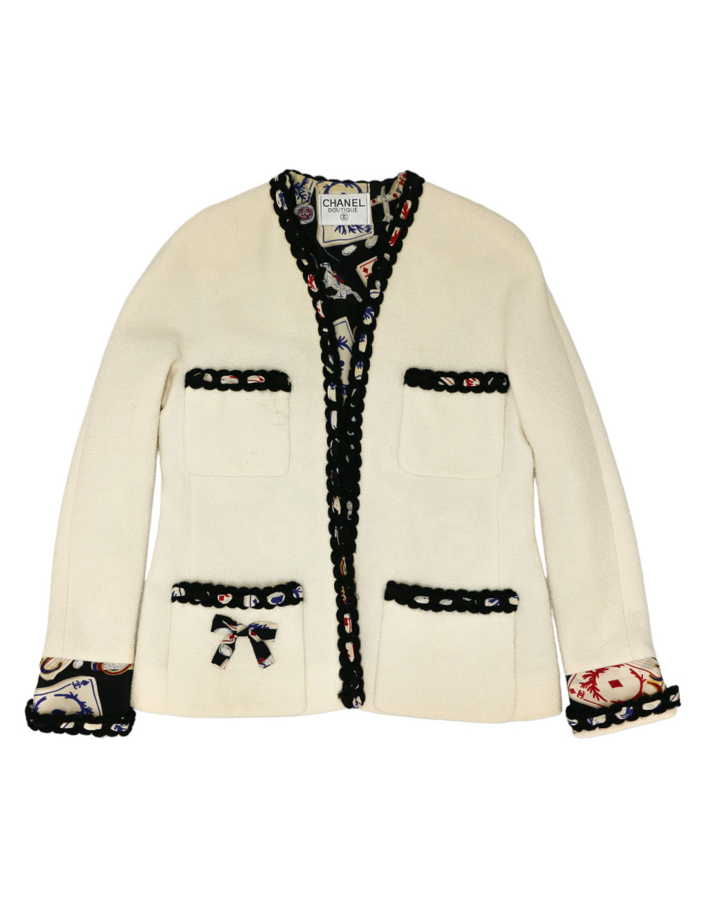 Veste CHANEL tweed blanc et noir vintage