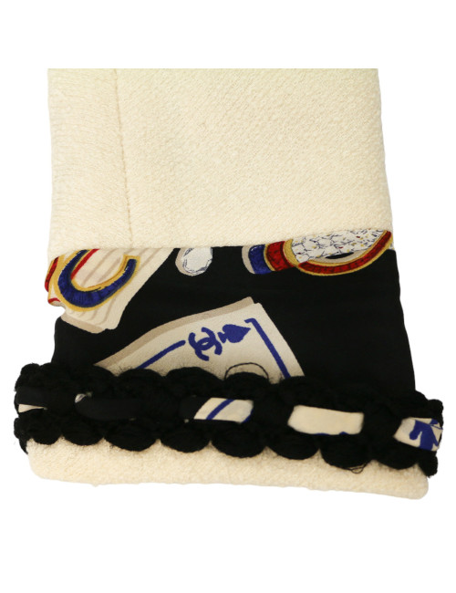 Veste CHANEL tweed blanc et noir vintage