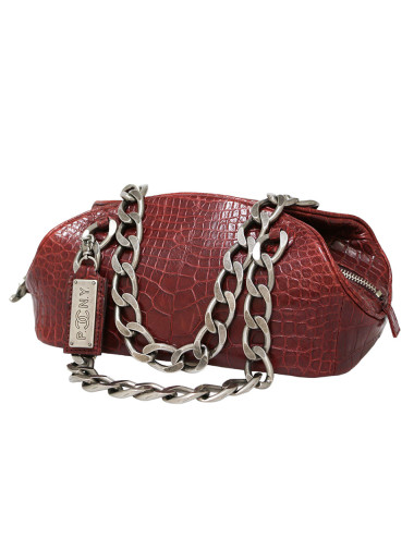 Chanel Paris - New york Burgundy crocodile Bowling Bag