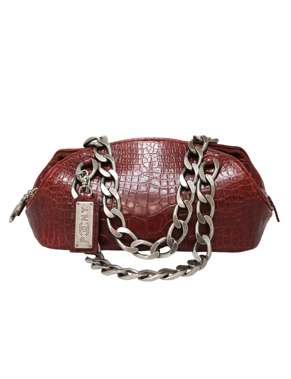 Chanel Paris - New york Burgundy crocodile Bowling Bag