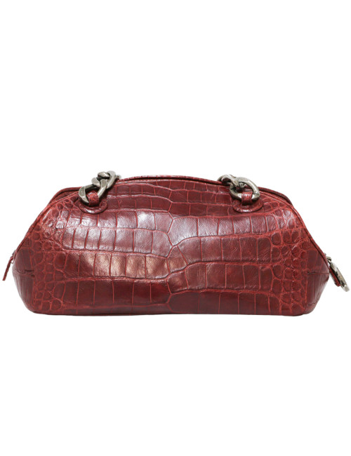Chanel Paris - New york Burgundy crocodile Bowling Bag
