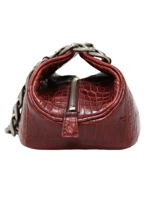 Chanel Paris - New york Burgundy crocodile Bowling Bag